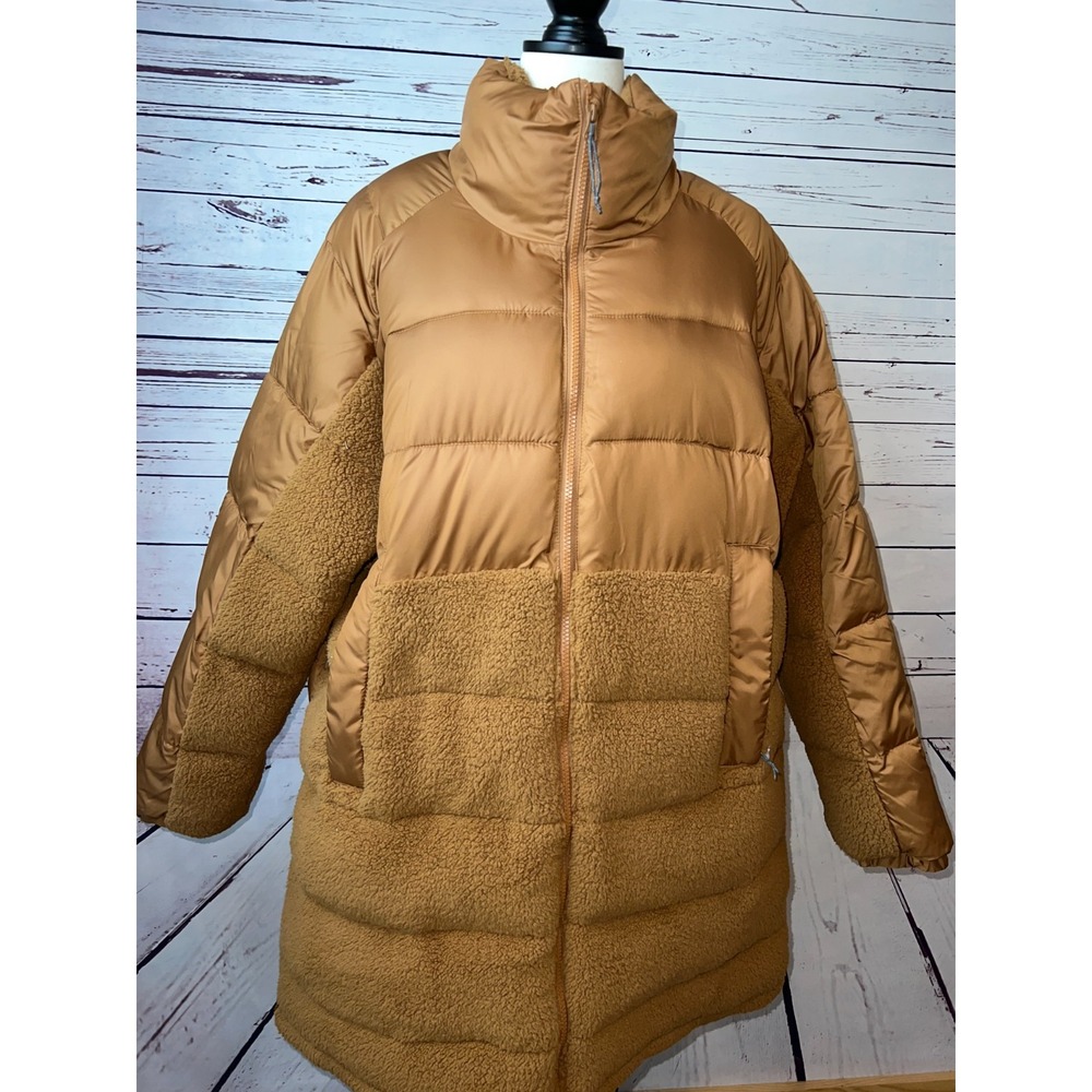 Columbia Leadbetter Point Long Puffer Jacket Plus size 1X Quilted Coat Brown Ski